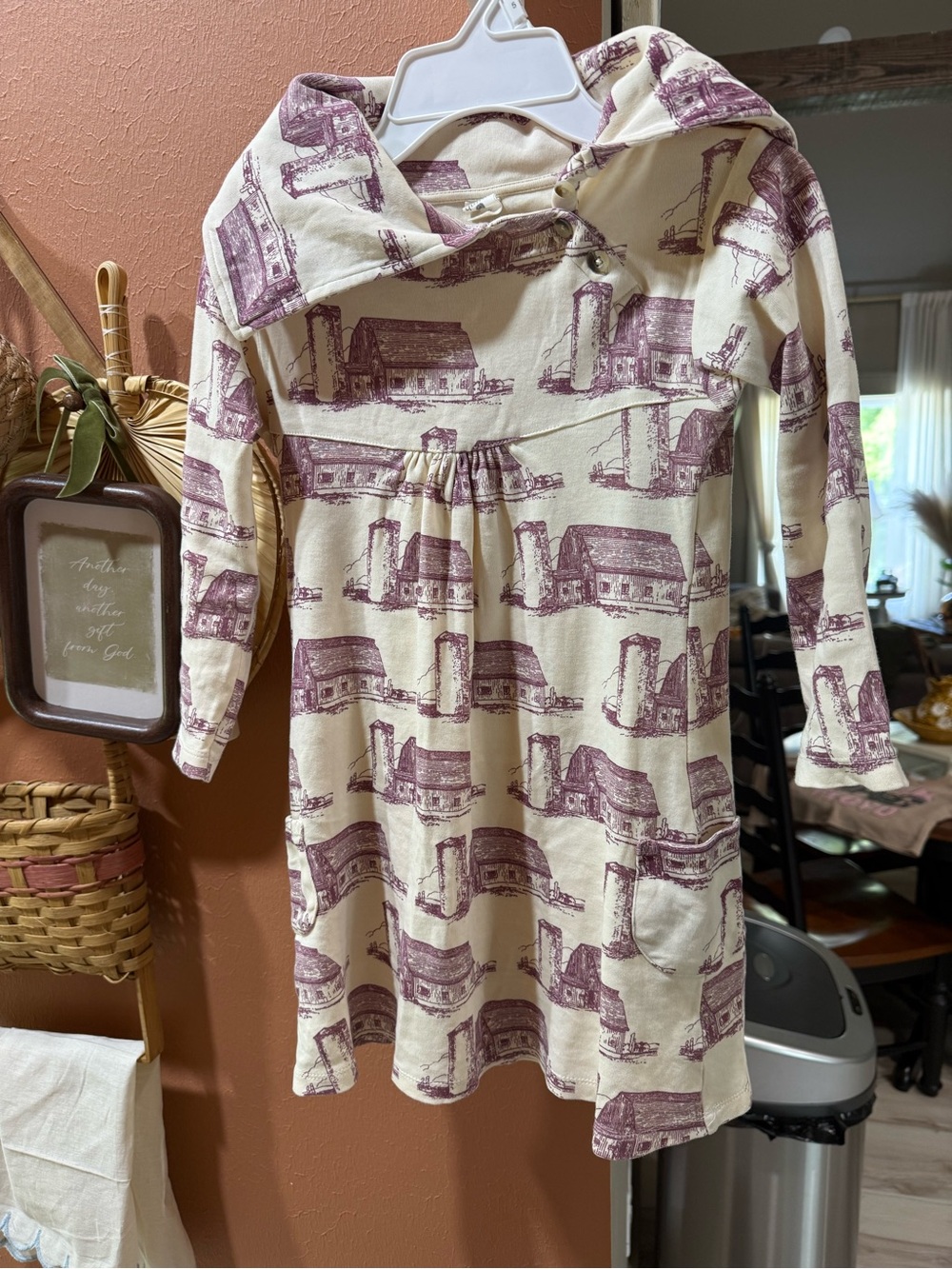 kate quinn Cream Dress with Mauve Farm Print